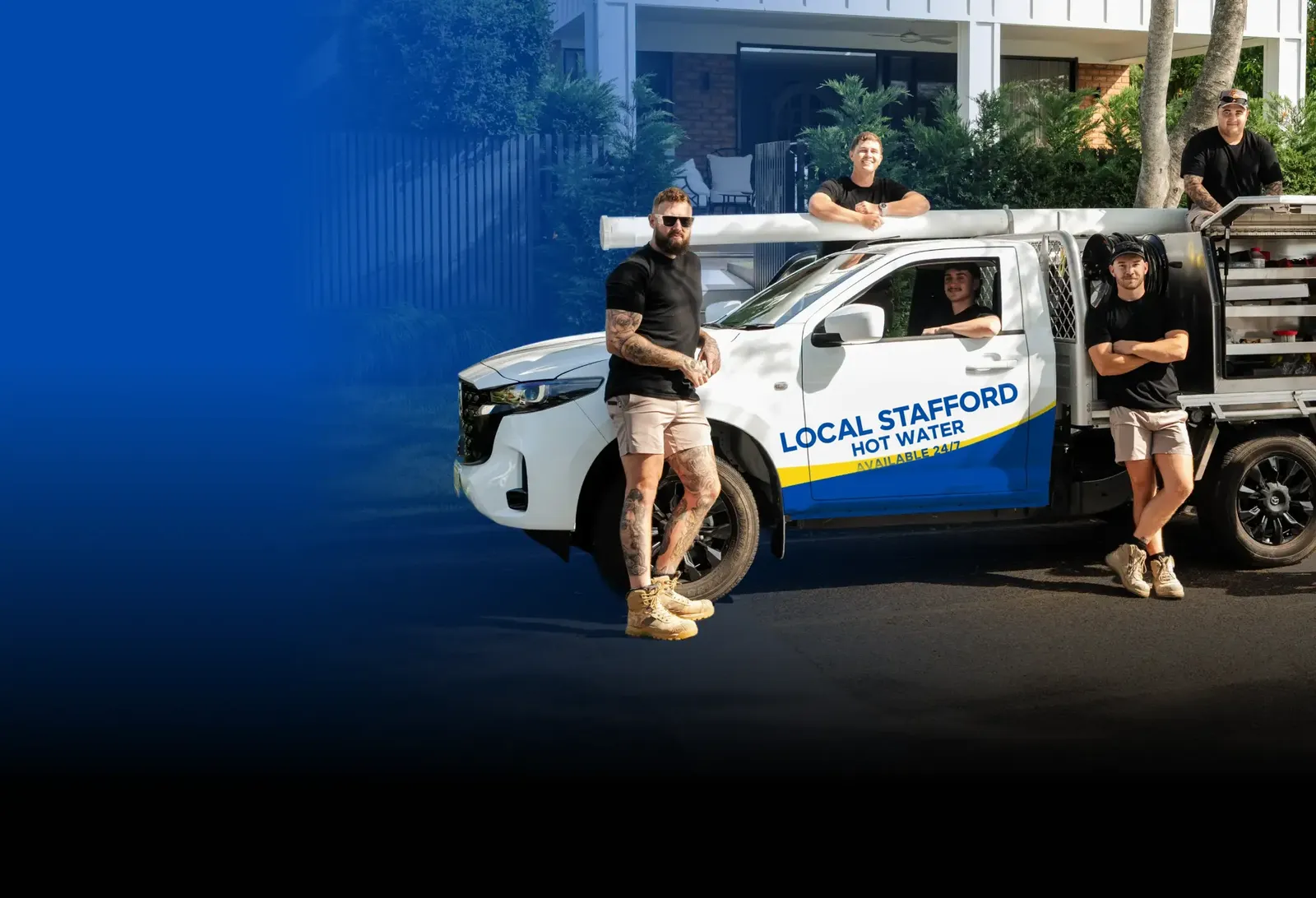 Local Stafford Hot Water team with the ute